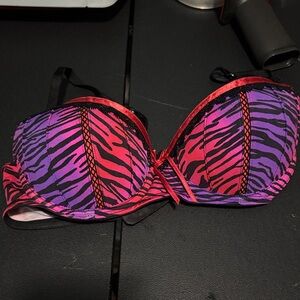 Candie's Red and Purple Zebra Print Bra